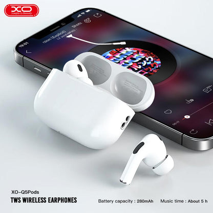 Handsfree Bluetooth XO Design Q5 Pods, TWS, Hvid
