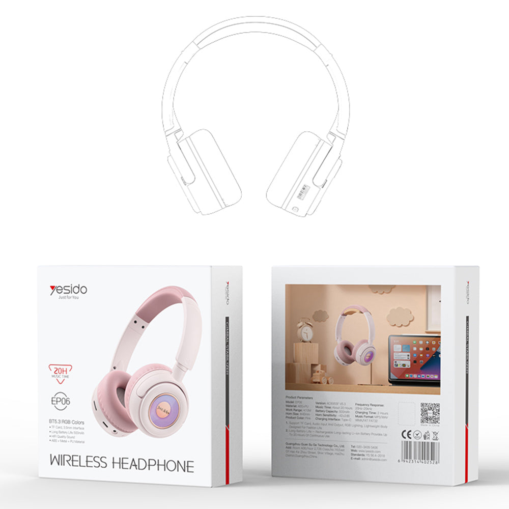 Handsfree Bluetooth Yesido EP06 Kids, A2DP, Sort