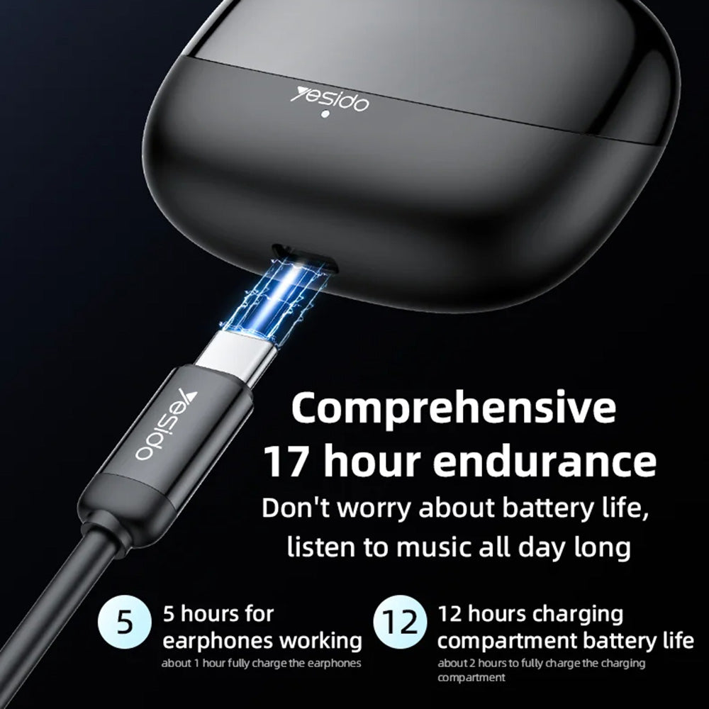 Handsfree Bluetooth Yesido TWS26, TWS, Sort