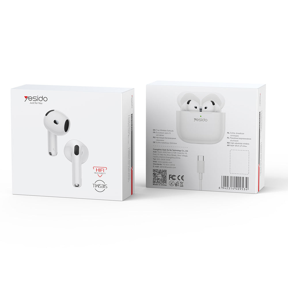 Handsfree Bluetooth Yesido TWS31S, TWS, Hvid