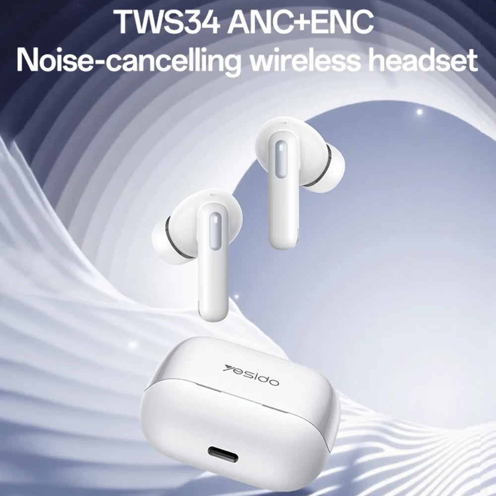 Handsfree Bluetooth Yesido TWS34, TWS, ANC, Hvid