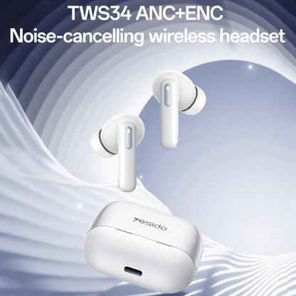 Handsfree Bluetooth Yesido TWS34, TWS, ANC, Hvid