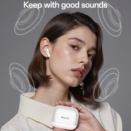 Handsfree Bluetooth Yesido TWS34, TWS, ANC, Hvid