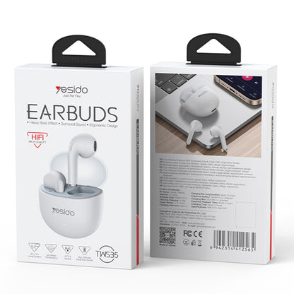 Handsfree Bluetooth Yesido TWS35, TWS, Hvid