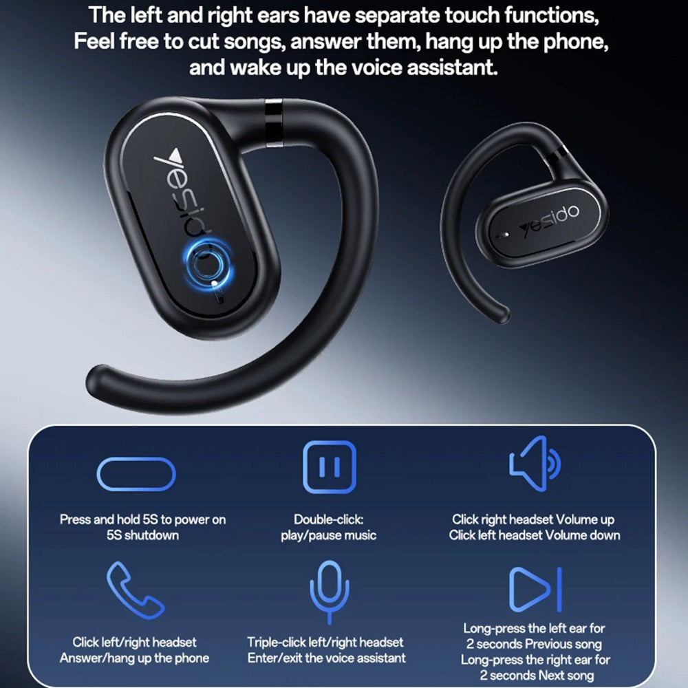 Handsfree Bluetooth Yesido YSP25, TWS, Sort