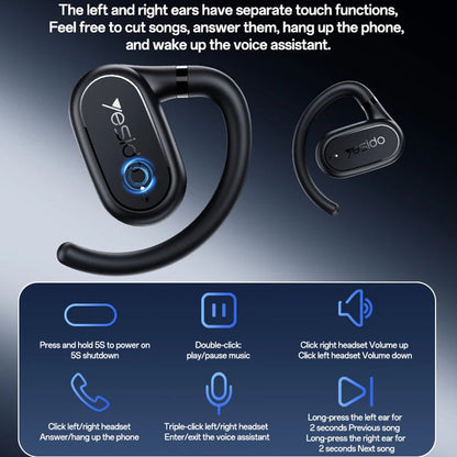 Handsfree Bluetooth Yesido YSP25, TWS, Sort