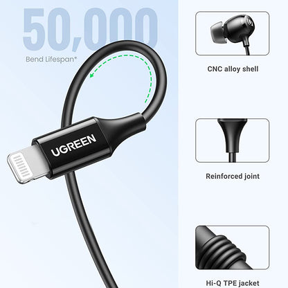 Handsfree Lightning UGREEN 30631, Sort
