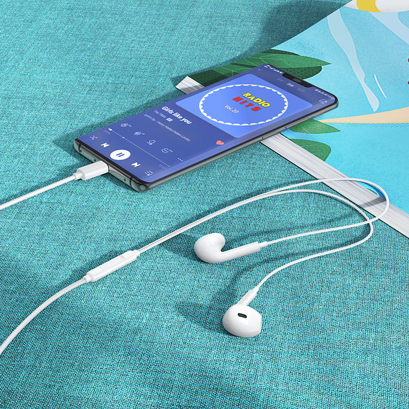 Handsfree USB-C Borofone BM100 Max Fuente, Hvid