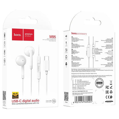 Handsfree USB-C HOCO M95, Hvid