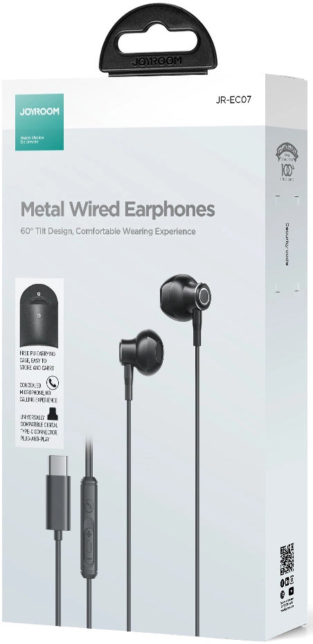Handsfree USB-C Joyroom JR-EC07, Sort