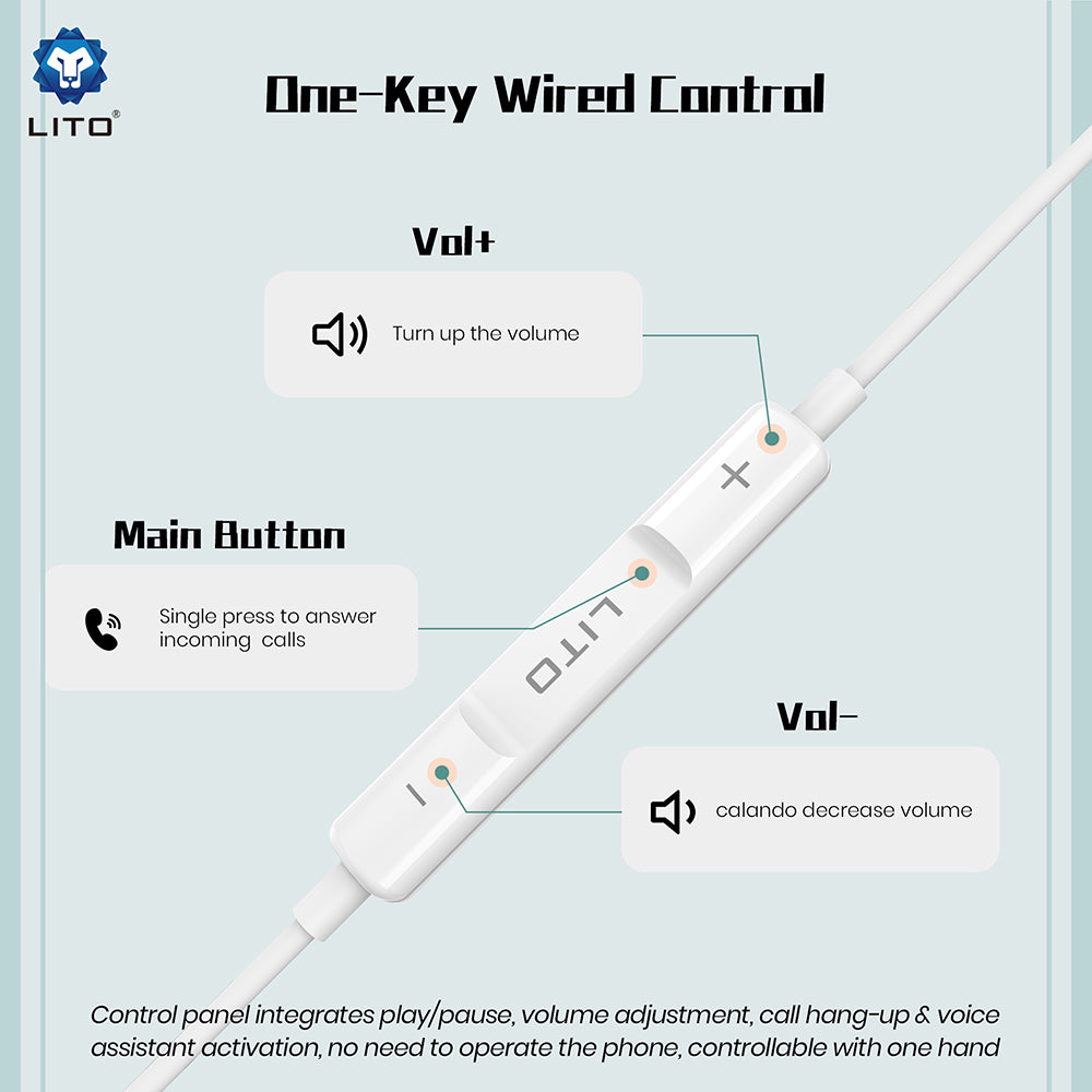 Handsfree USB-C Lito LF01T, Hvid