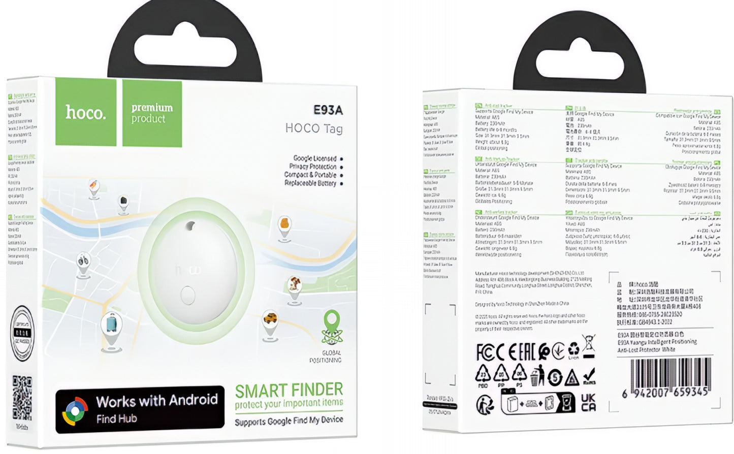 HOCO SmartTag E93A til Android-serien, Hvid