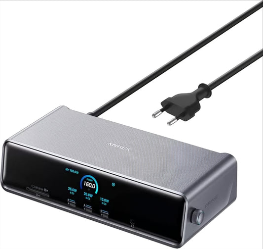 Anker Prime Multifunktionelt Hub, 3 x USB-A - 4 x USB-C - 1 x Display Port - 2 x HDMI - 1 x Jack 3,5 mm - 1 x RJ45 - 1 x SD - 1 x microSD, Grå A83B33A1