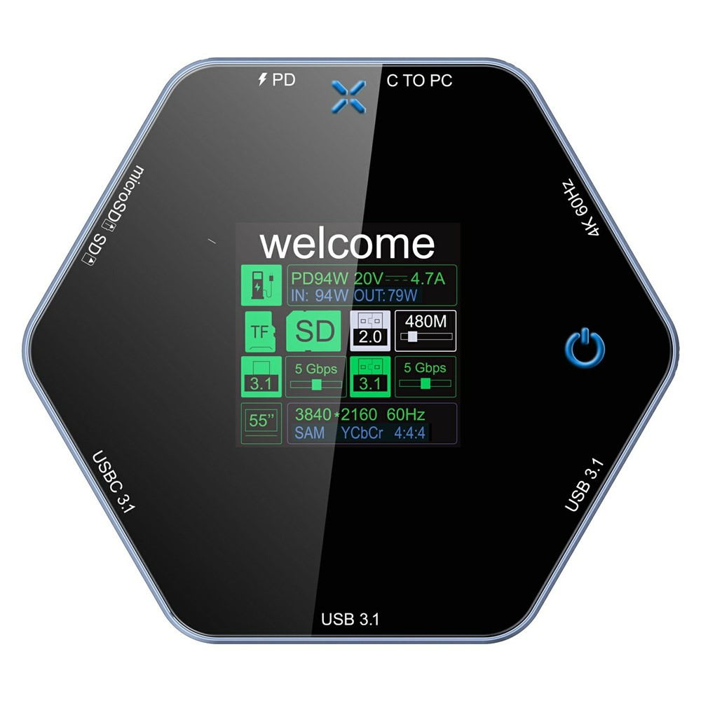 Multifunktionelt Hub OEM YC-931, 8i1, Grå