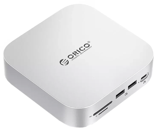 Orico MiniLink M48PR Multifunktionelt Hub til Apple Mac Mini M4, 9i1, Sølv