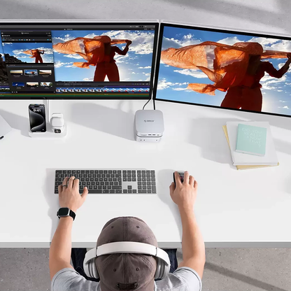 Orico MiniLink M48PR Multifunktionelt Hub til Apple Mac Mini M4, 9i1, Sølv