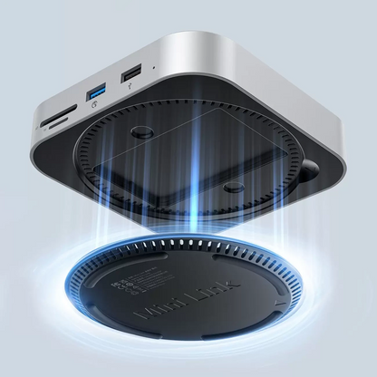 Orico MiniLink M48PR Multifunktionelt Hub til Apple Mac Mini M4, 9i1, Sølv