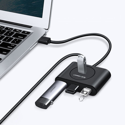 Hub USB UGREEN CR113, 4 x USB-A 3.0, 0,5 m, Sort