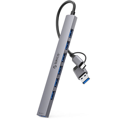Hub USB / USB-C Orico YSA2-U3, 1 x USB-A 3.0 - 6 x USB-A, Grå