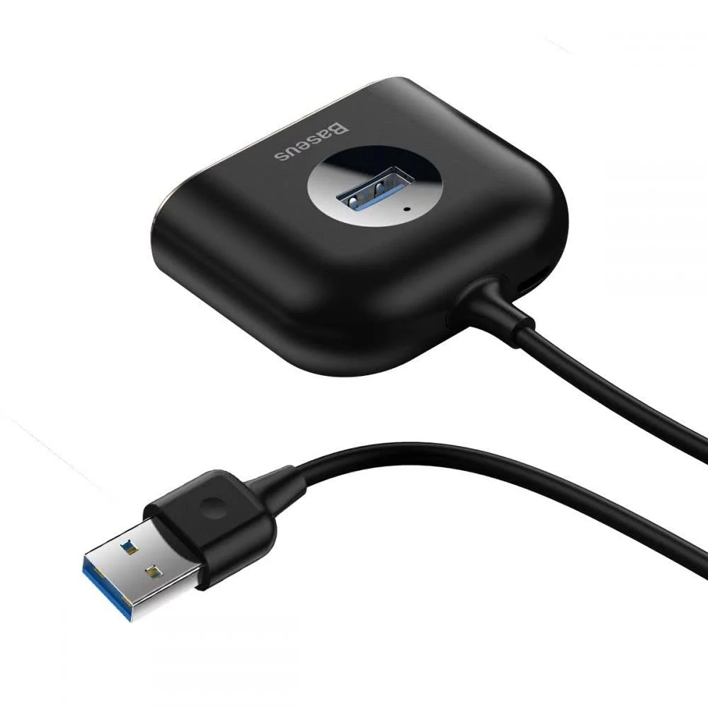 Hub USB Baseus Square, 1 x USB-A 3.0 - 3 x USB-A, Sort CAHUB-AY01