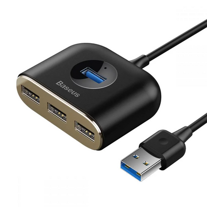 Hub USB Baseus Square, 1 x USB-A 3.0 - 3 x USB-A, Sort CAHUB-AY01