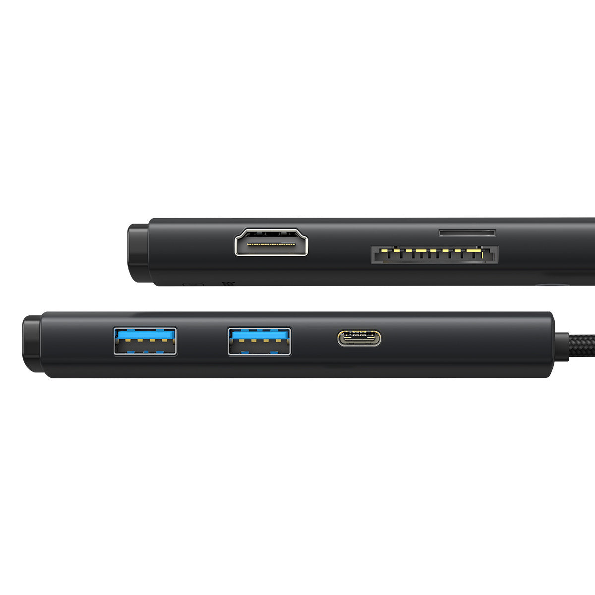 Hub USB-C Baseus, 2 x USB-A 3.0 - 1 x USB-C - 1 x HDMI - 1 x SD - 1 x microSD, Sort WKQX050001