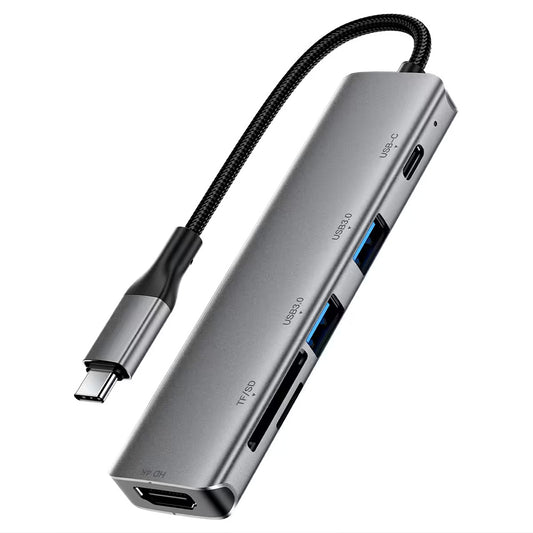 USB-C Hub Acefast J18, 6-i-1, Grå