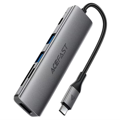 USB-C Hub Acefast J18, 6-i-1, Grå