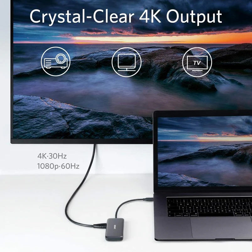 Hub USB-C Anker, 2 x USB-A 3.0 - 1 x HDMI - 1 x SD - 1 x microSD, Sort A8334HA1