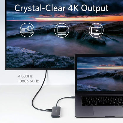 Hub USB-C Anker, 2 x USB-A 3.0 - 1 x HDMI - 1 x SD - 1 x microSD, Sort A8334HA1