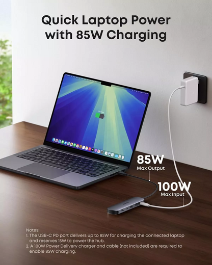 Hub USB-C Anker, 2 x USB-A 3.0 - 2 x USB-C - 1 x HDMI - 1 x SD - 1 x microSD, Grå A83D2HA1