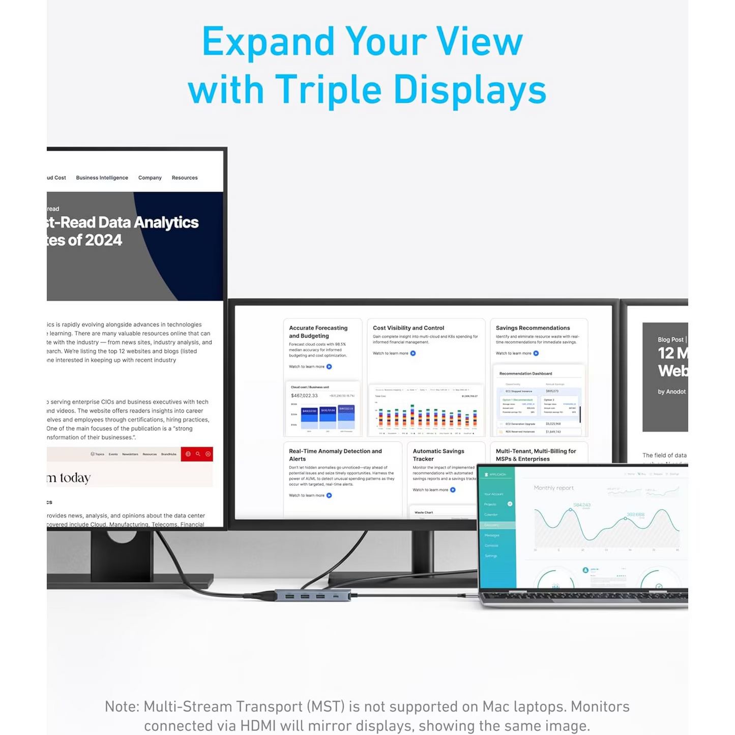 Anker USB-C Hub, 3 x USB-A 3.0 - 2 x USB-C - 2 x HDMI - 1 x VGA, Gray A83790A2