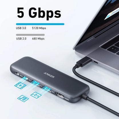 Hub USB-C Anker 332, 2 x USB-A - 2 x USB-C - 1 x HDMI, Grå A8355H11