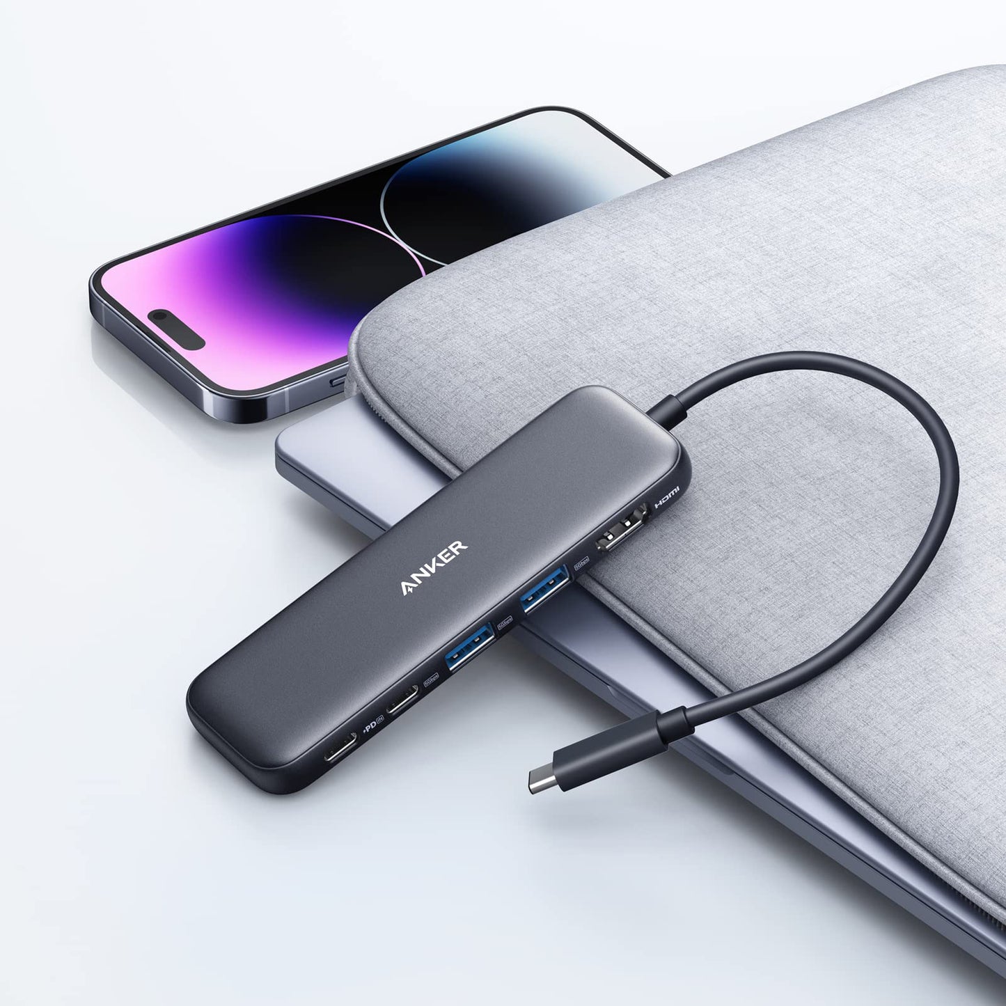 Hub USB-C Anker 332, 2 x USB-A - 2 x USB-C - 1 x HDMI, Grå A8355H11