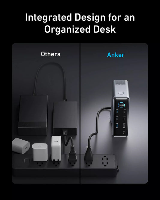 Multifunktionel Anker Prime 737 hub, 2 x USB-A 3.0 - 3 x USB-A - 5 x USB-C - 2 x HDMI - 1 x Jack 3.5mm - 1 x RJ45, Sort A83B63A1