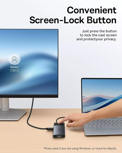 Hub USB-C Baseus Dual Display, 1 x USB-A 3.0 - 2 x USB-A - 2 x USB-C - 2 x HDMI - 1 x RJ45 - 1 x SD - 1 x microSD, Sort B00061800123-01