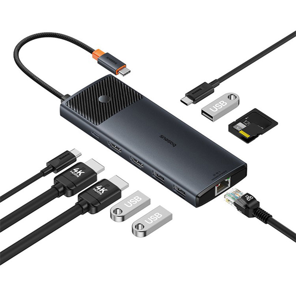 Hub USB-C Baseus Gleam II, 10in1, Sort B0114200