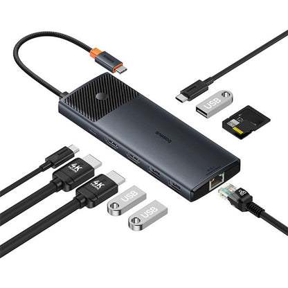 Hub USB-C Baseus Gleam II, 10in1, Sort B0114200