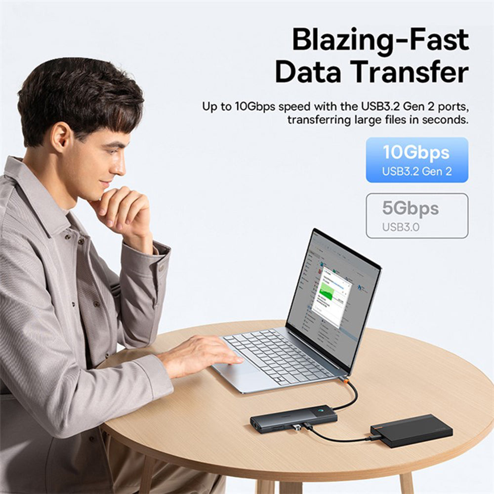 Hub USB-C Baseus Gleam II, 10in1, Sort B0114200