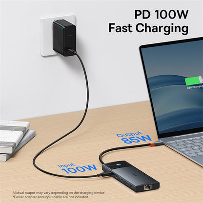 Hub USB-C Baseus Gleam II, 10in1, Sort B0114200