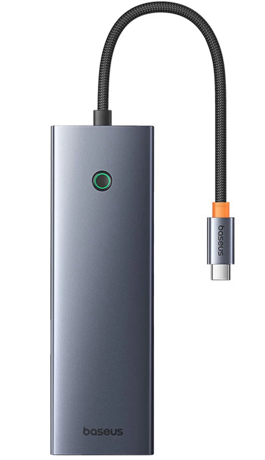 USB-C Hub Baseus UltraJoy, 3 x USB-A 3.0 - 1 x USB-C - 1 x HDMI - 1 x VGA - 1 x Jack 3,5 mm - 1 x RJ45 - 1 x SD - 1 x microSD, Grå B0005280C811-00