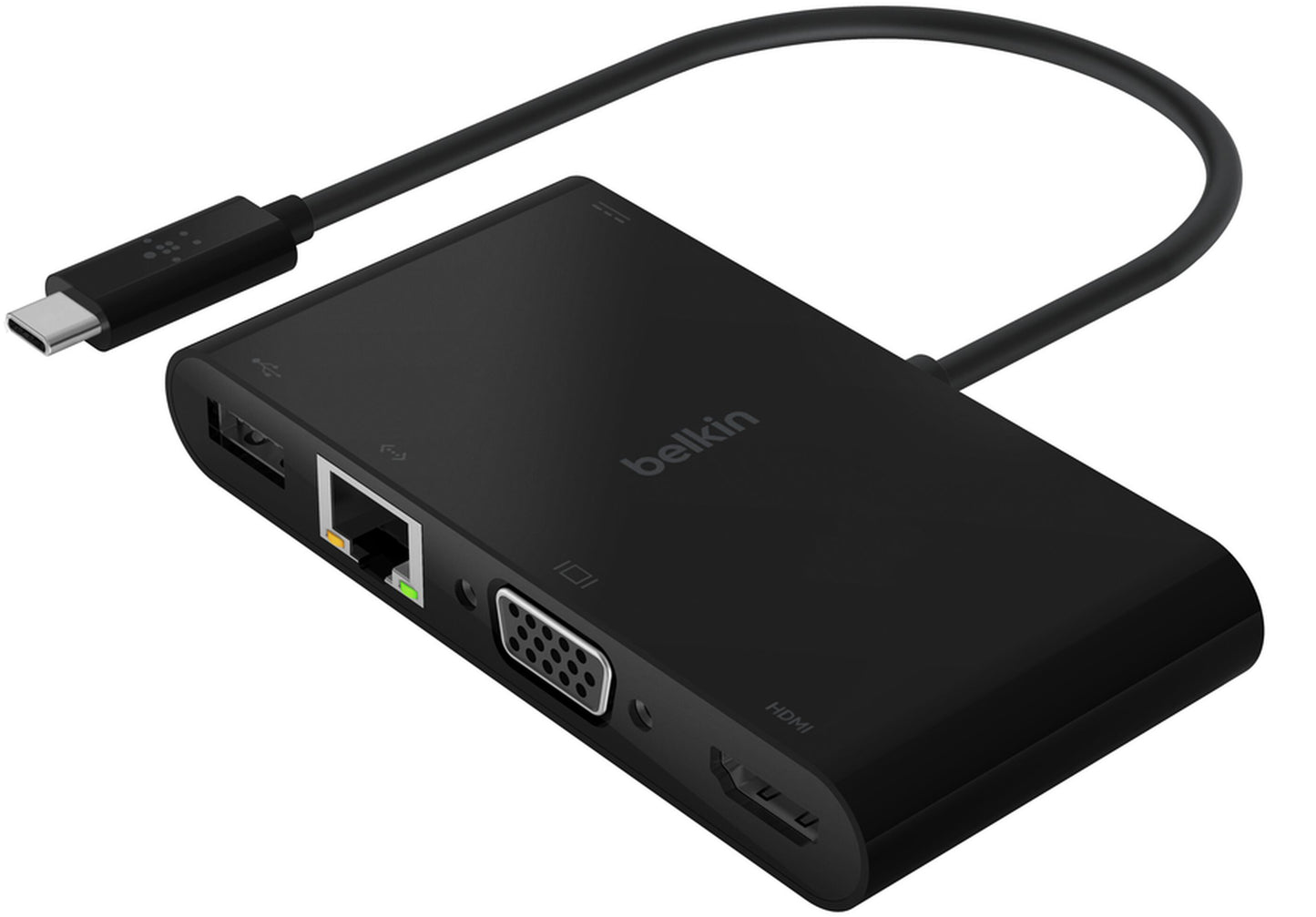 Belkin Connect USB-C Hub, 1 x USB-A 3.0 - 1 x USB-C - 1 x HDMI - 1 x VGA - 1 x RJ45, Sort AVC004btBK