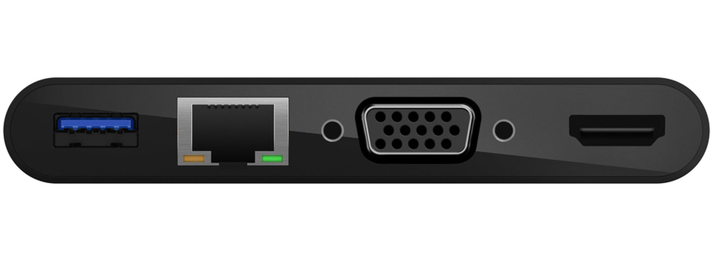 Belkin Connect USB-C Hub, 1 x USB-A 3.0 - 1 x USB-C - 1 x HDMI - 1 x VGA - 1 x RJ45, Sort AVC004btBK