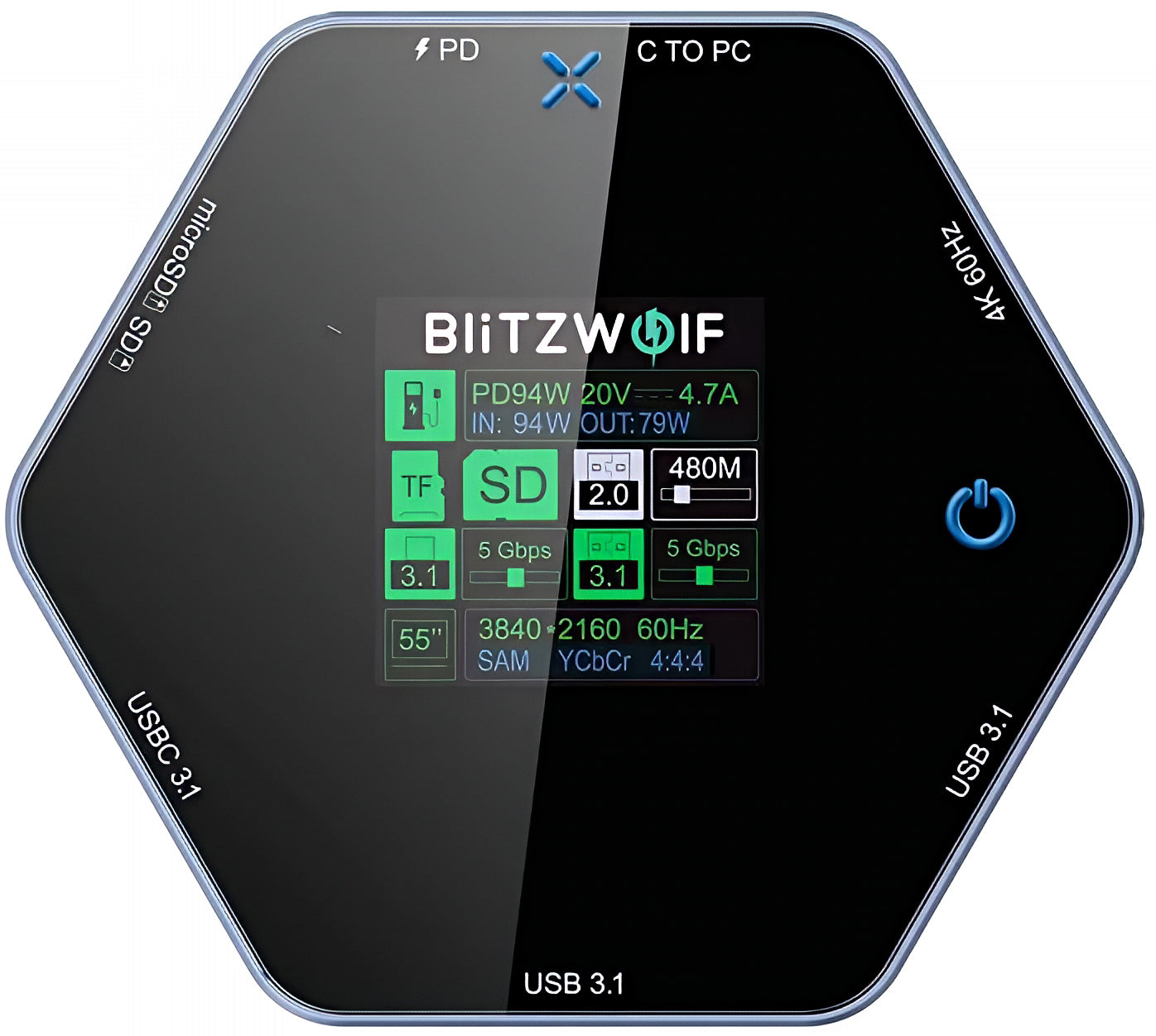 USB-C Hub BlitzWolf BW-TH16, 8i1, Grå