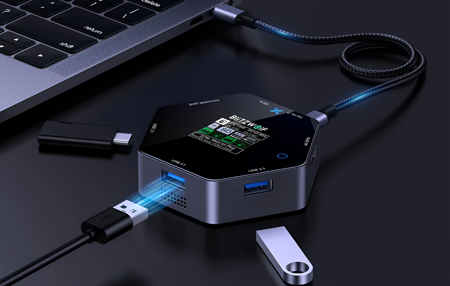 USB-C Hub BlitzWolf BW-TH16, 8i1, Grå