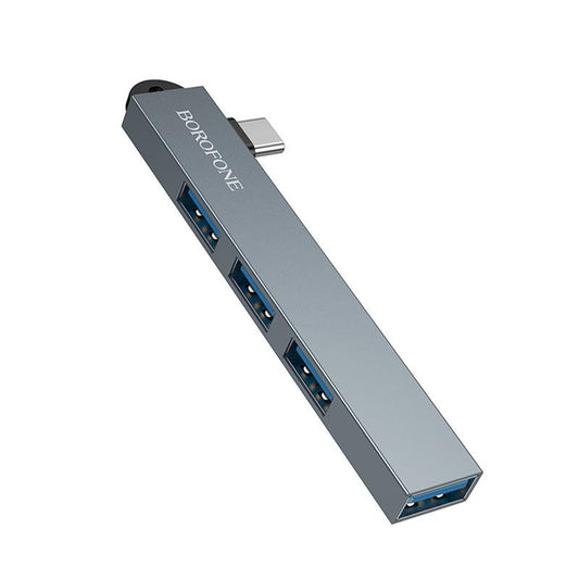 USB-C Hub Borofone FH1A, 4i1, Grå