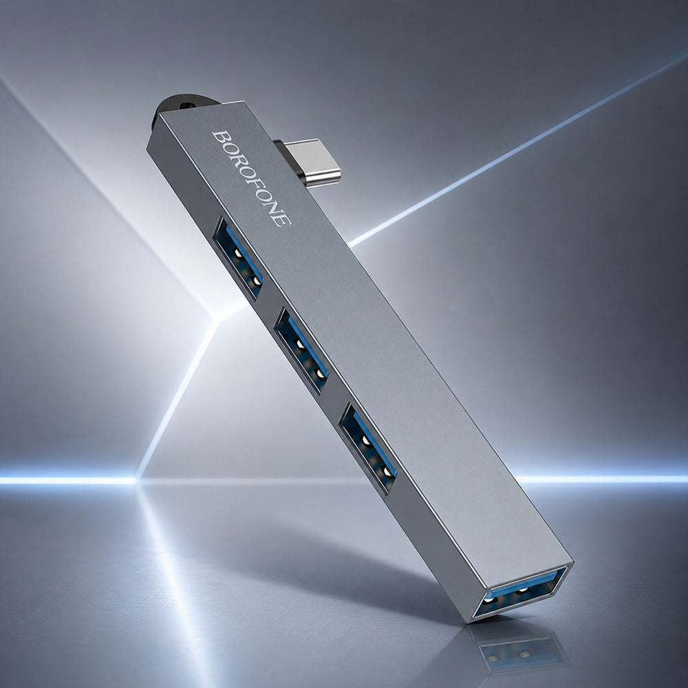 Borofone FH1A USB-C Hub, 4in1, Gray