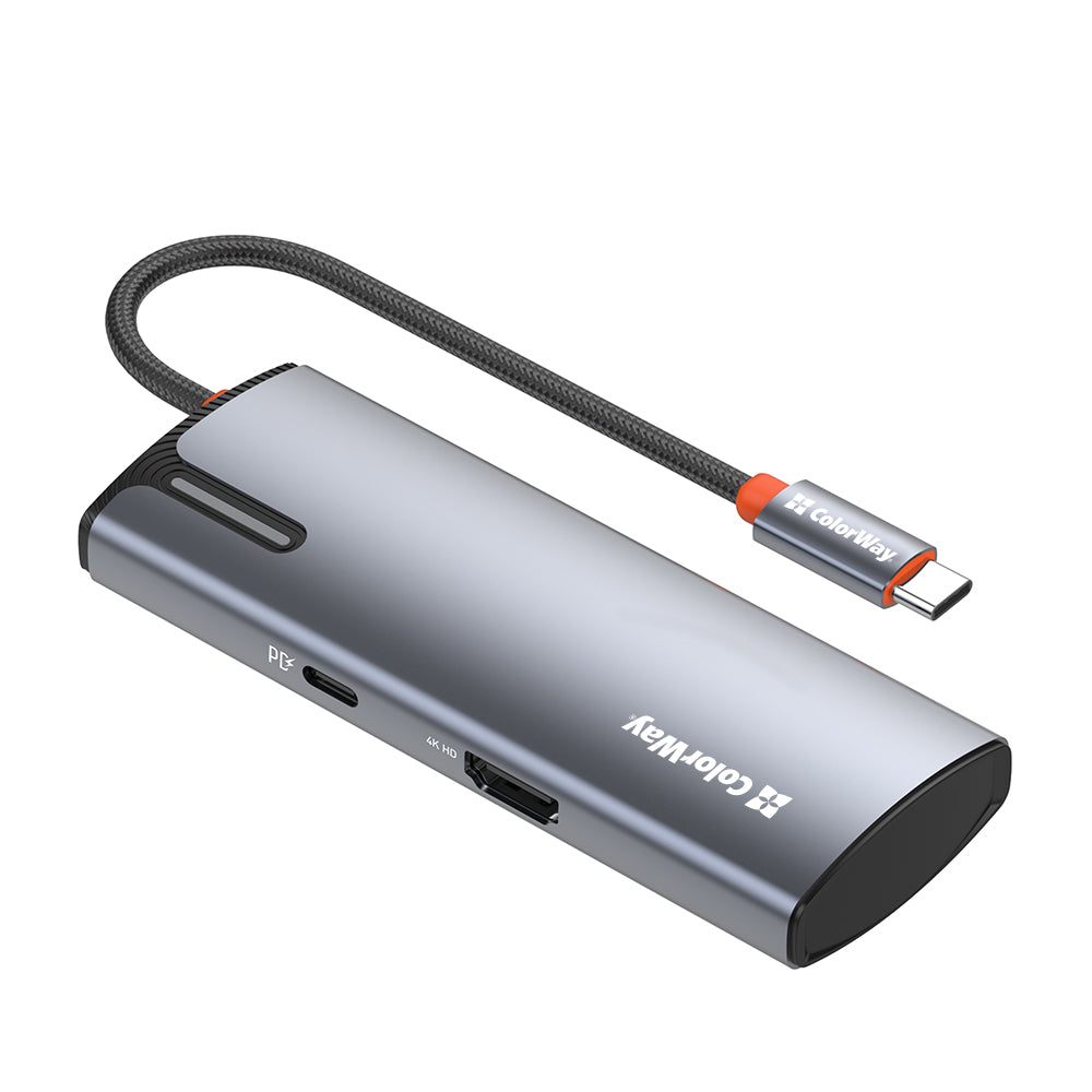 USB-C Hub ColorWay CW-HUB01, 5in1, Sølv