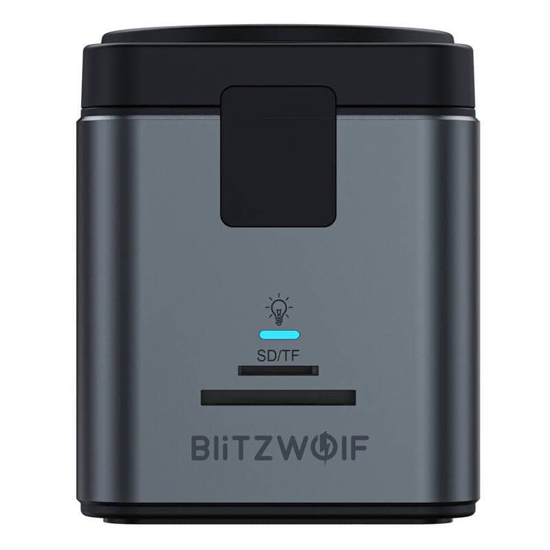 USB-C Hub med trådløs QI-opladning BlitzWolf BW-TH17, 9i1, Sort