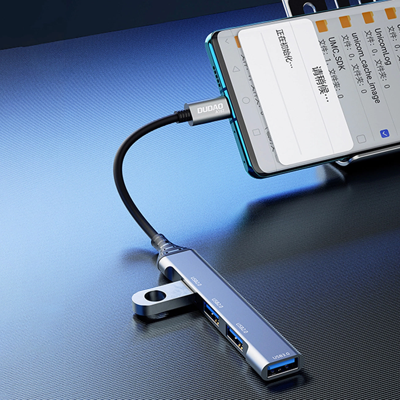 Hub USB-C Dudao A16T, 1 x USB-A 3.0 - 3 x USB-A, Sort